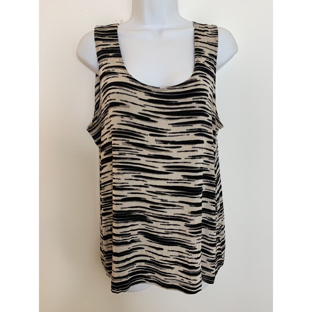 Chico's sz 2 L Travelers Shell Tank Art Print Layering top (09)